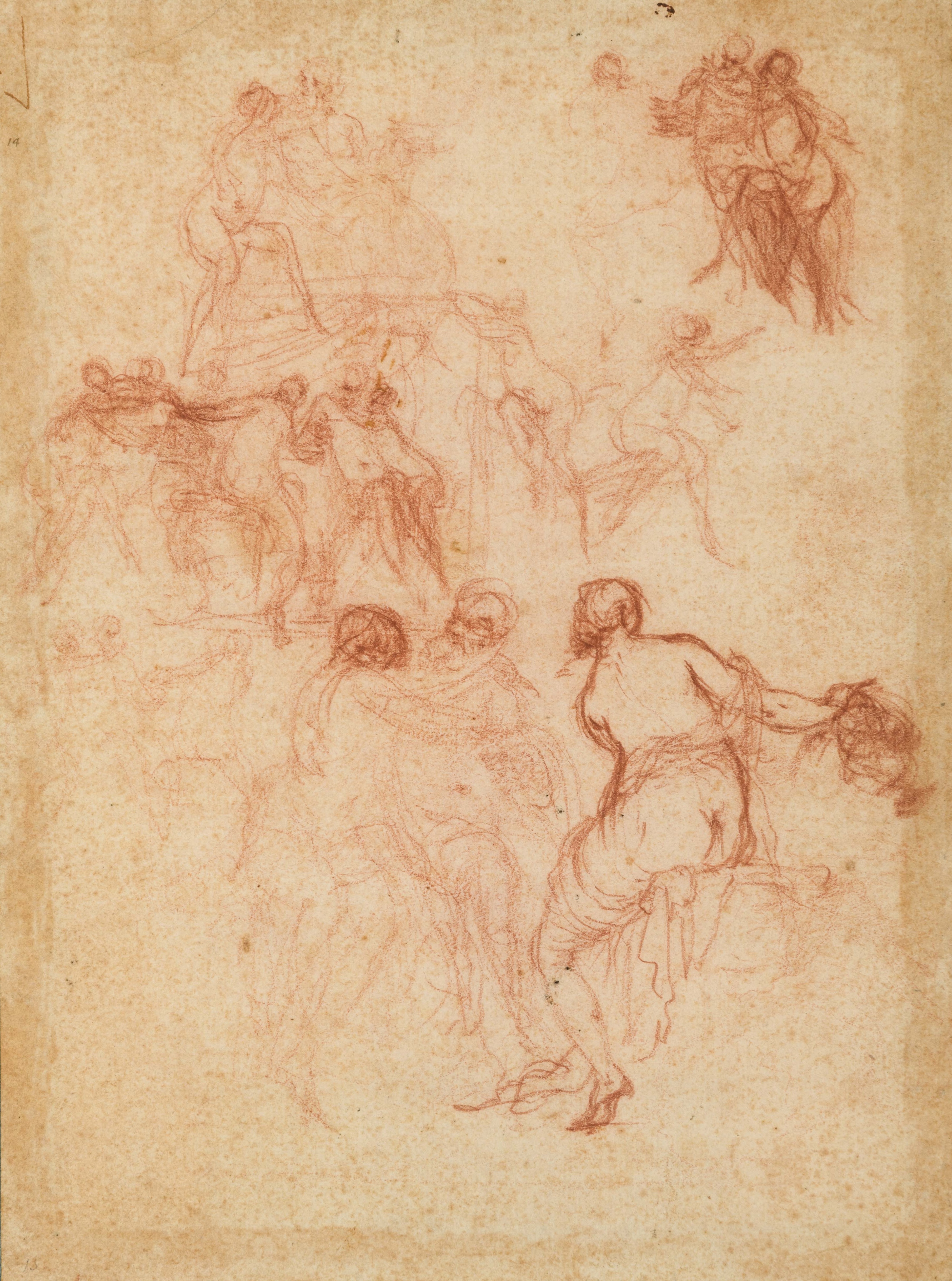 Sheet of Studies of Lot and his Daughters [recto]; Further Studies of Lot and his Daughters [verso]